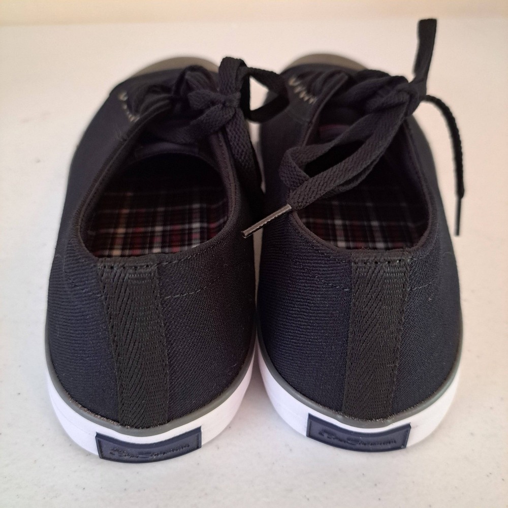 Ben Sherman Canvas Sneakers Black White 10.5 Memory Foam Plaid 1175-588-B30 - Picture 7 of 11